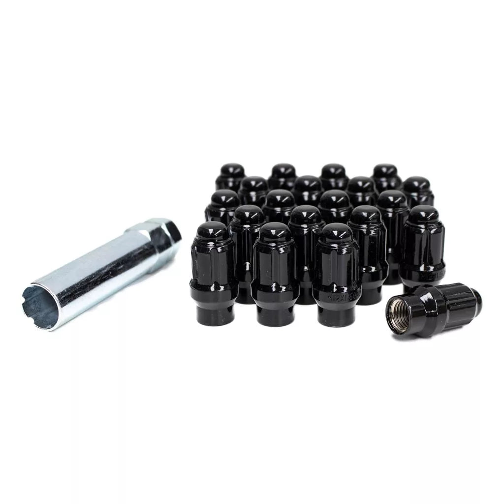 M12 x 1.5 Black Acorn ET Bulge Spline Lug Nut Kit 24pcs 6 Lug
