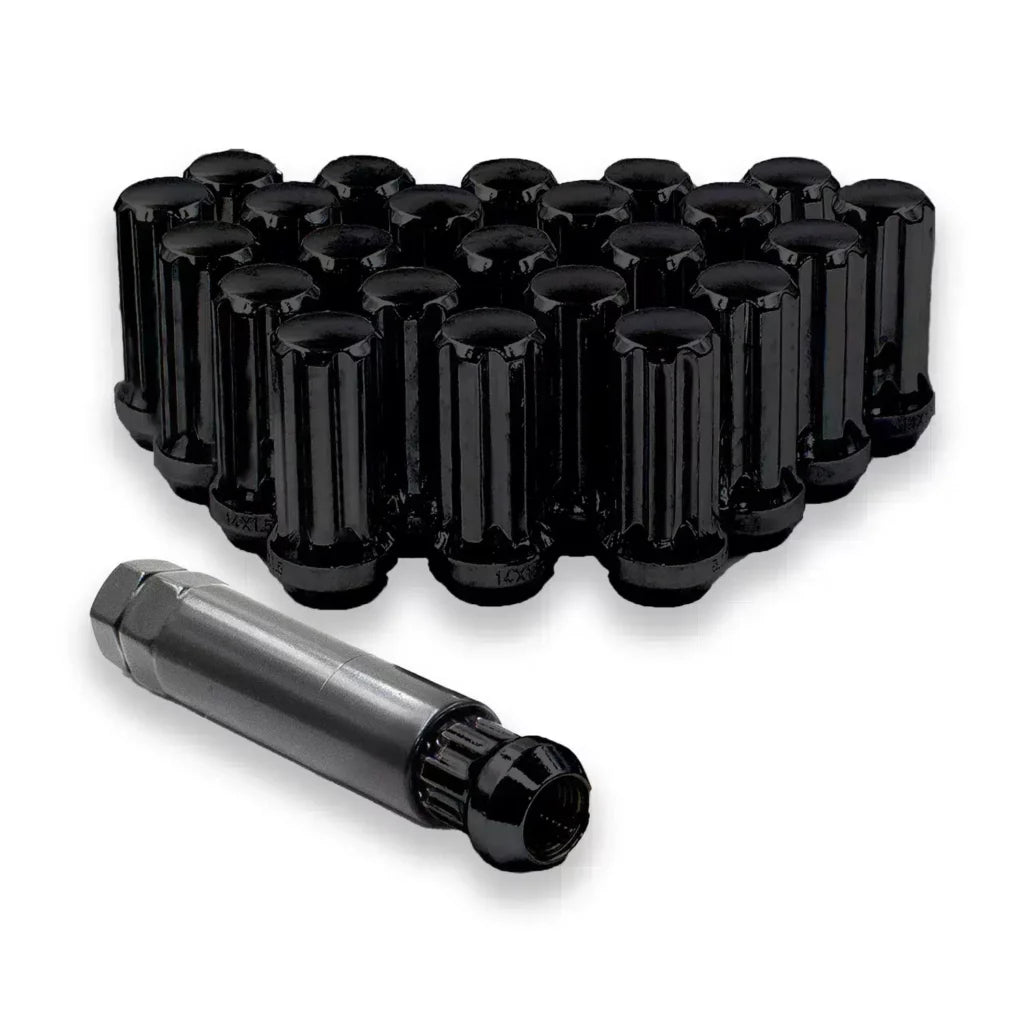 M14 x 1.5 Black Acorn Bulge Truck Spline Lug Nut Kit 20pcs 5 Lug